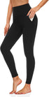 High Waisted Womens Black Workout Leggings - Running Tummy Control Yoga Pants